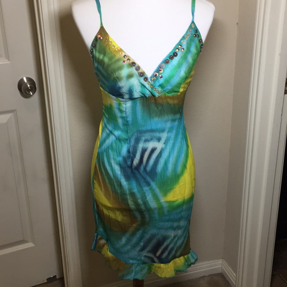 Tye dye summer spaghetti strap dress. M
